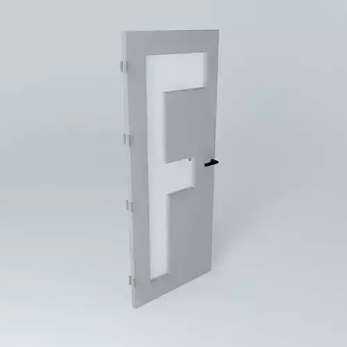 Letter "F", 3D door, very detail with glass, lock and hinger.