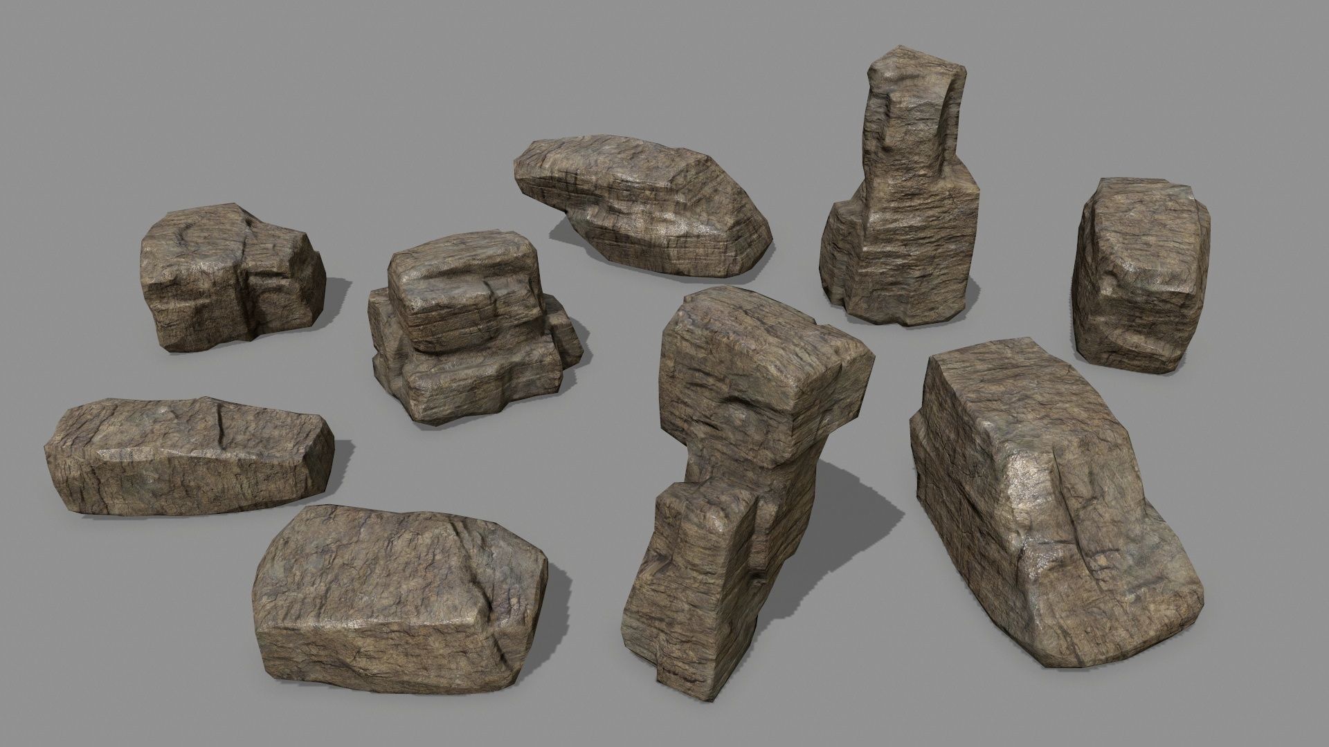 Rock Set Low-poly 3D model_1