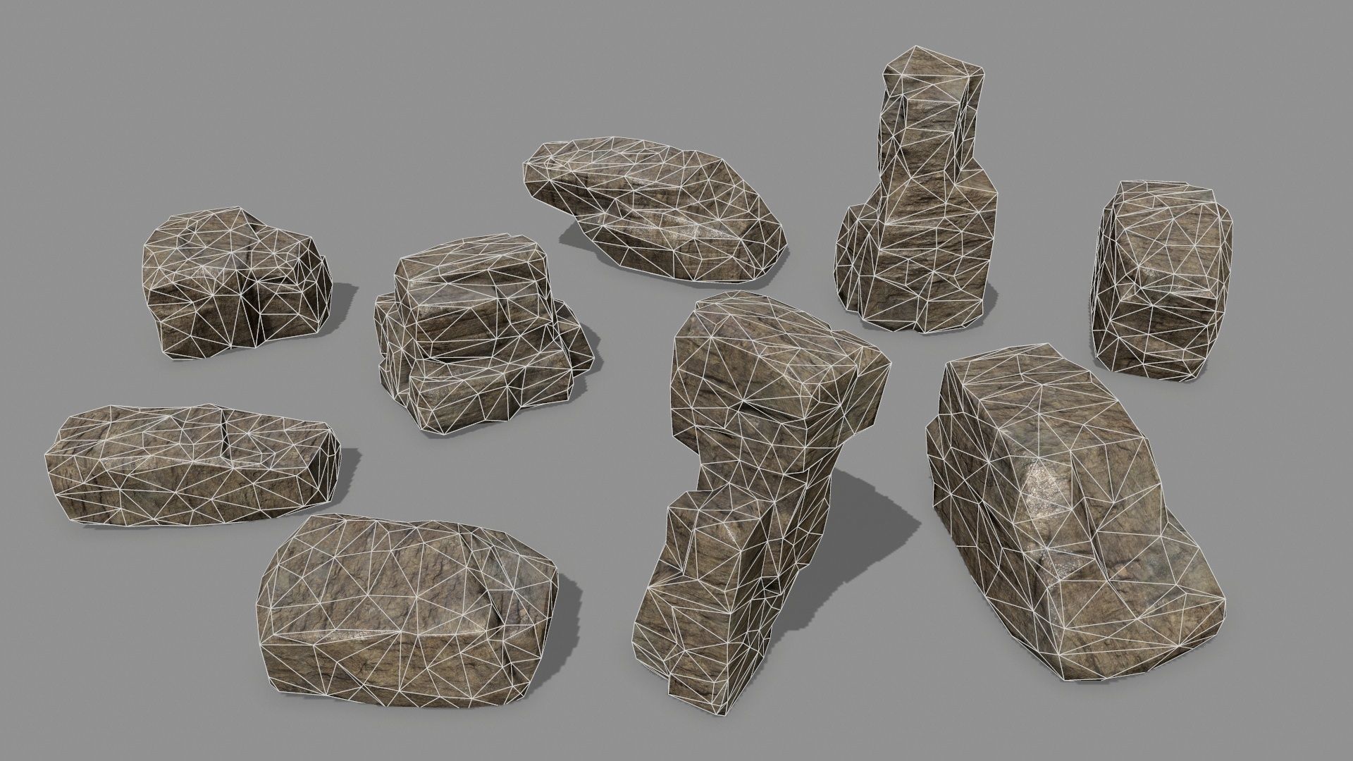Rock Set Low-poly 3D model_2