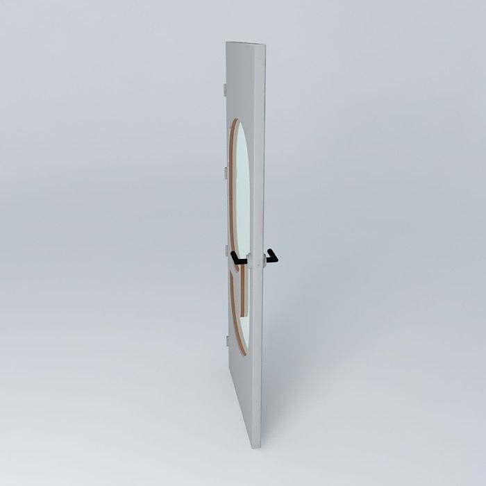 Wording 9 3D door very detail with glass lock and hinger Free 3D model_2