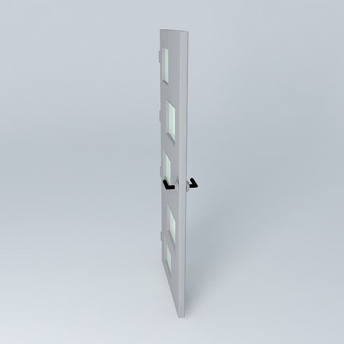 3D door, very detail with glass, lock and hinger. Free 3D model_2