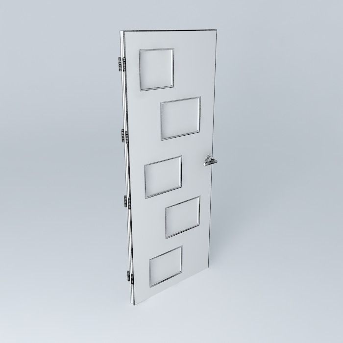 3D door, very detail with glass, lock and hinger. Free 3D model_3