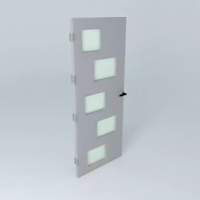 3D door, very detail with glass, lock and hinger. Free 3D model_0