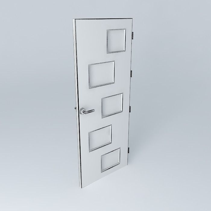3D door, very detail with glass, lock and hinger. Free 3D model_4