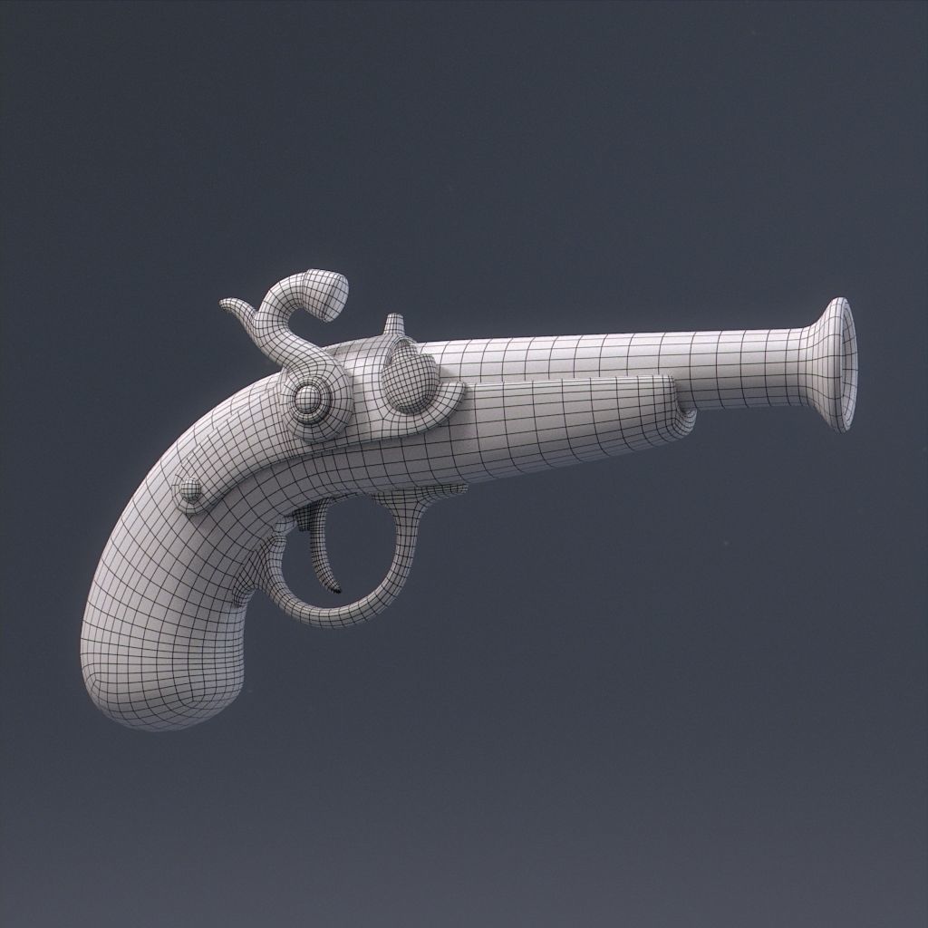 Pirate Pistol Low-poly 3D model_17