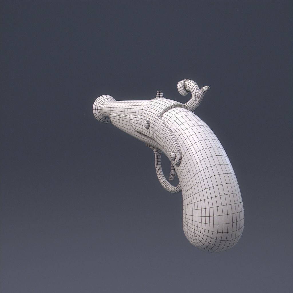 Pirate Pistol Low-poly 3D model_11