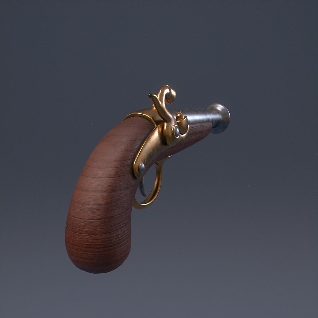 Pirate Pistol Low-poly 3D model_1