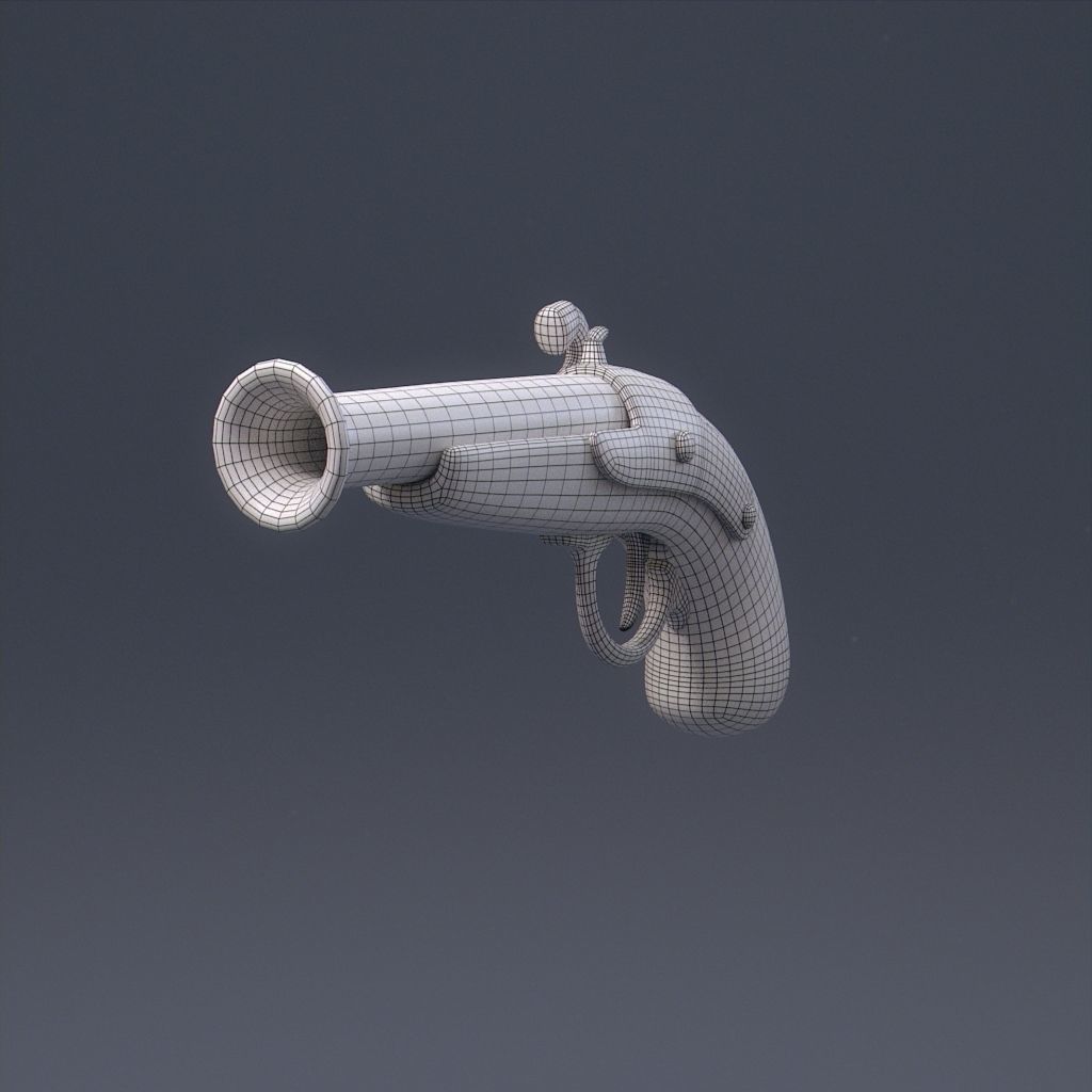 Pirate Pistol Low-poly 3D model_13