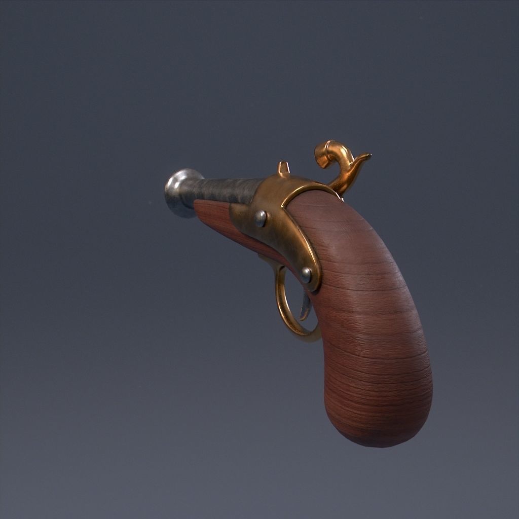 Pirate Pistol Low-poly 3D model_2