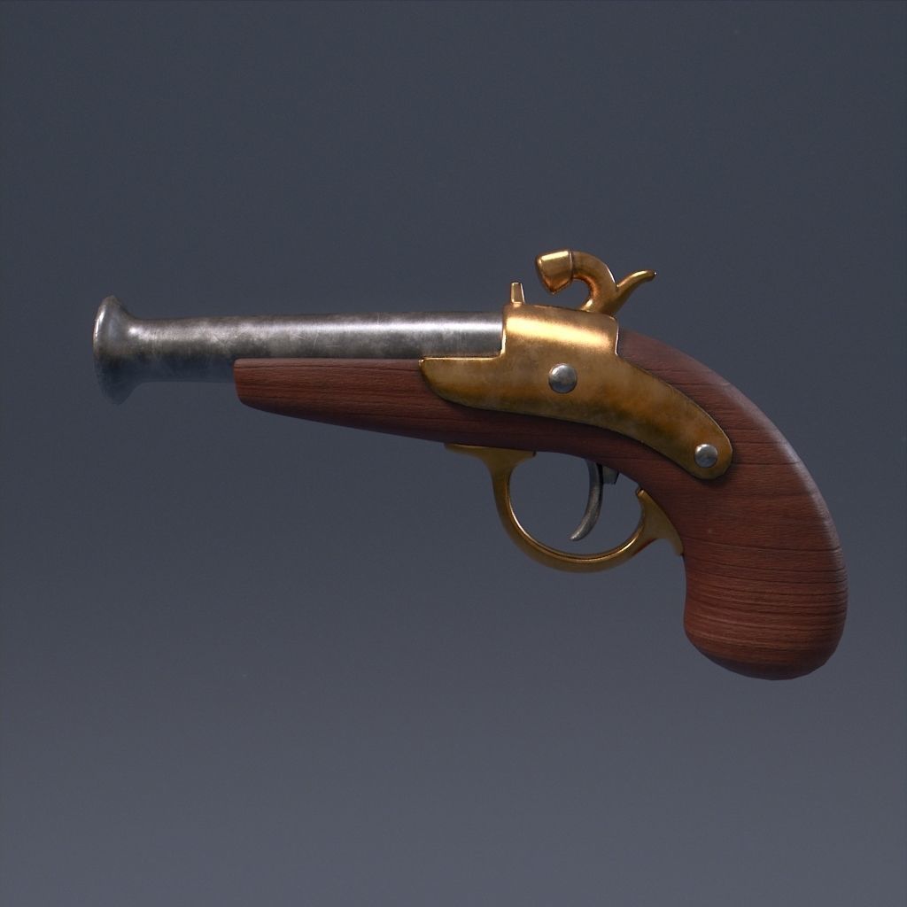 Pirate Pistol Low-poly 3D model_3