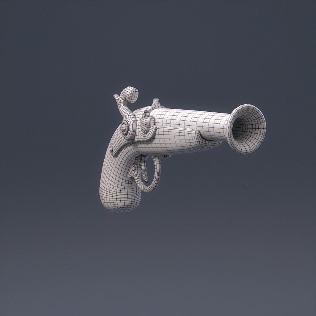 Pirate Pistol Low-poly 3D model_14