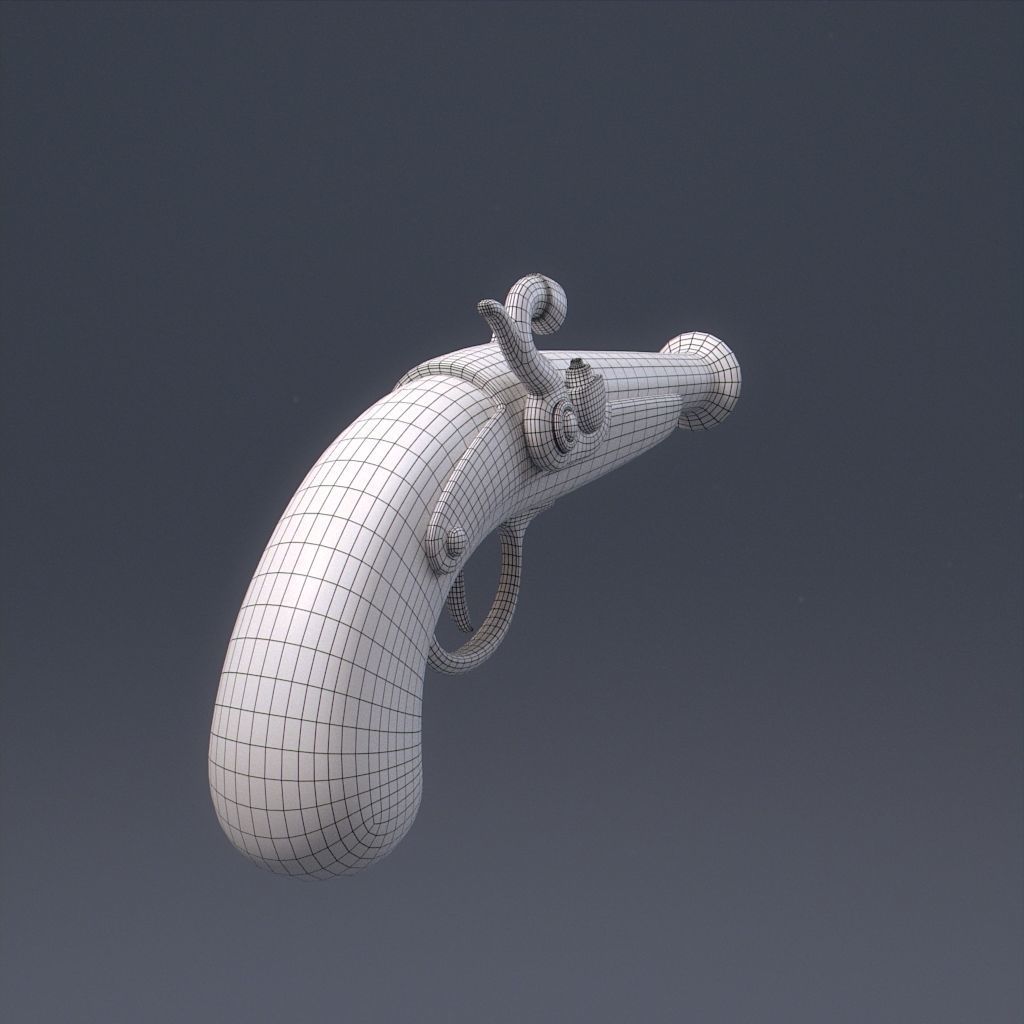 Pirate Pistol Low-poly 3D model_10