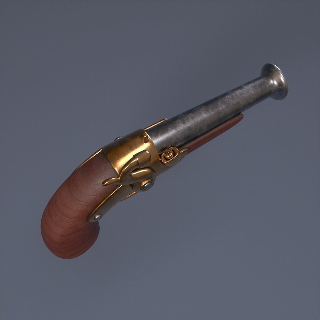 Pirate Pistol Low-poly 3D model_7