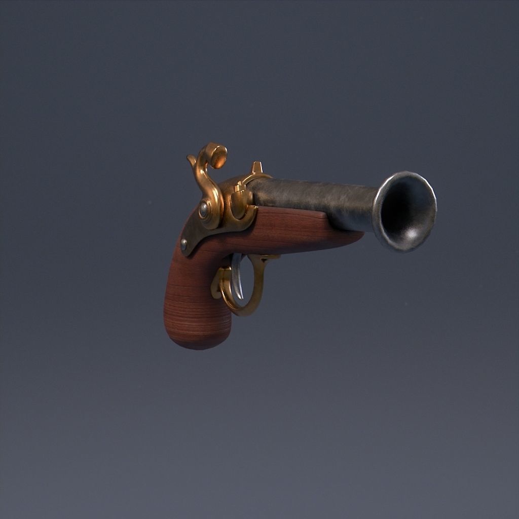 Pirate Pistol Low-poly 3D model_5