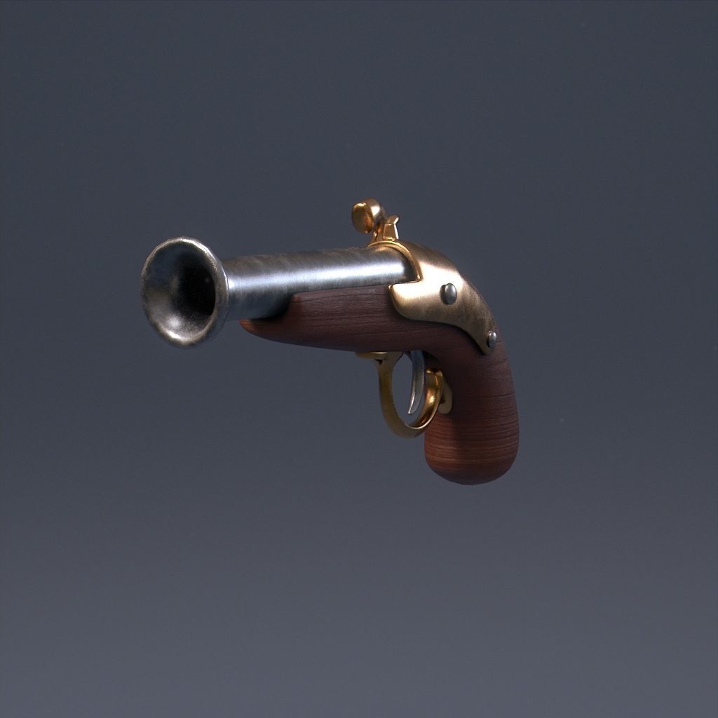 Pirate Pistol Low-poly 3D model_4