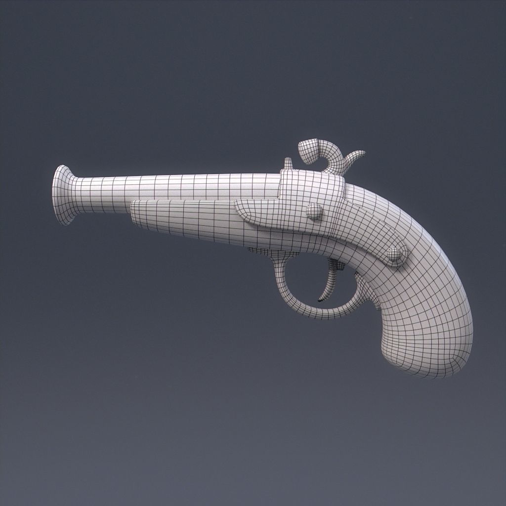 Pirate Pistol Low-poly 3D model_12