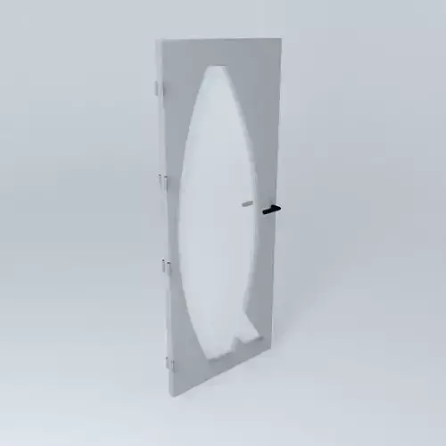 Letter "R", 3D door, very detail with glass, lock and hinger.