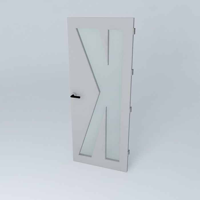 Letter K 3D door very detail with glass lock and hinger Free 3D model_1