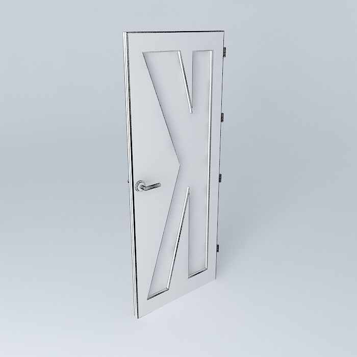Letter K 3D door very detail with glass lock and hinger Free 3D model_4
