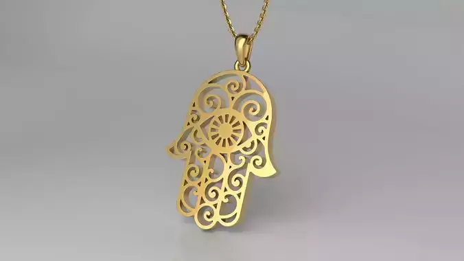 Hamsa gold pendant