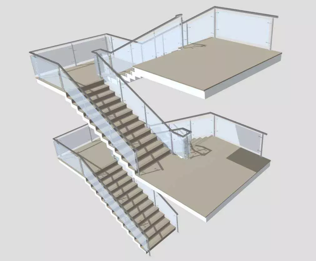 Architectural Stairs Case Design Low-poly 3D model_0