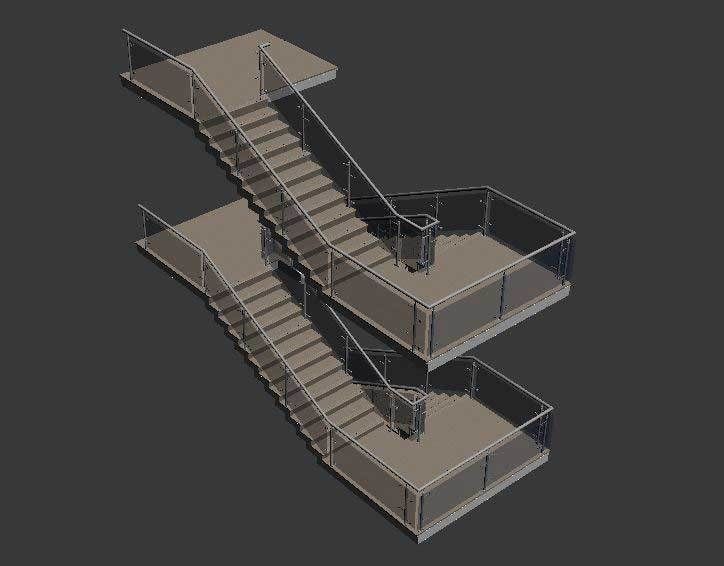 Architectural Stairs Case Design Low-poly 3D model_2