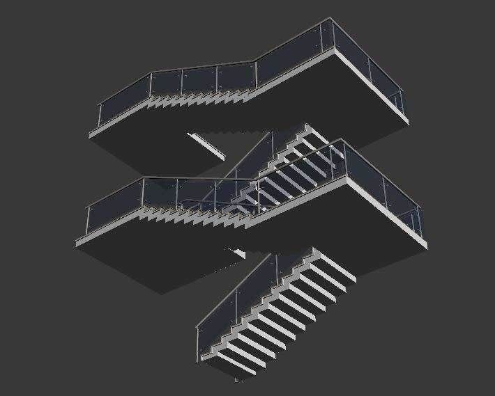 Architectural Stairs Case Design Low-poly 3D model_3