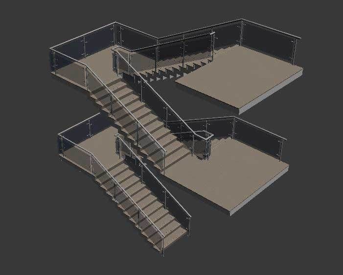 Architectural Stairs Case Design Low-poly 3D model_1