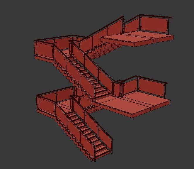 Architectural Stairs Case Design Low-poly 3D model_6