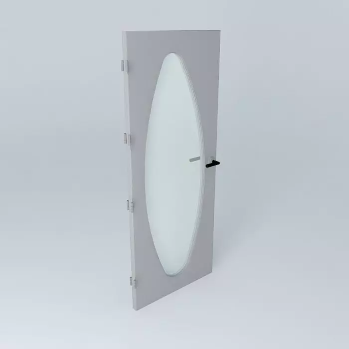 Letter O 3D door very detail with glass lock and hinger Free 3D model_0