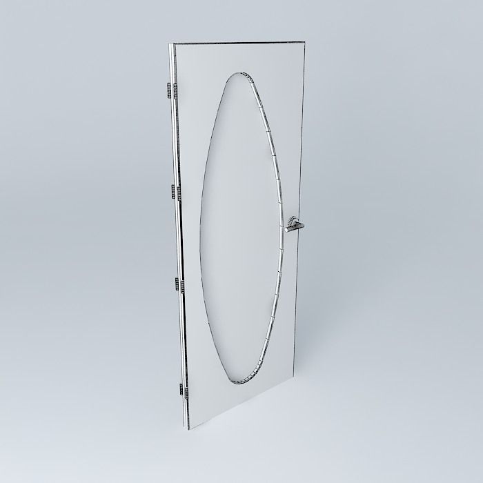 Letter O 3D door very detail with glass lock and hinger Free 3D model_3