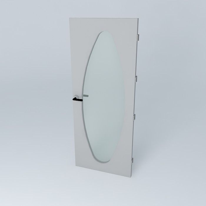 Letter O 3D door very detail with glass lock and hinger Free 3D model_1