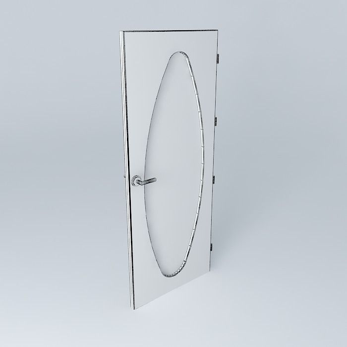Letter O 3D door very detail with glass lock and hinger Free 3D model_4