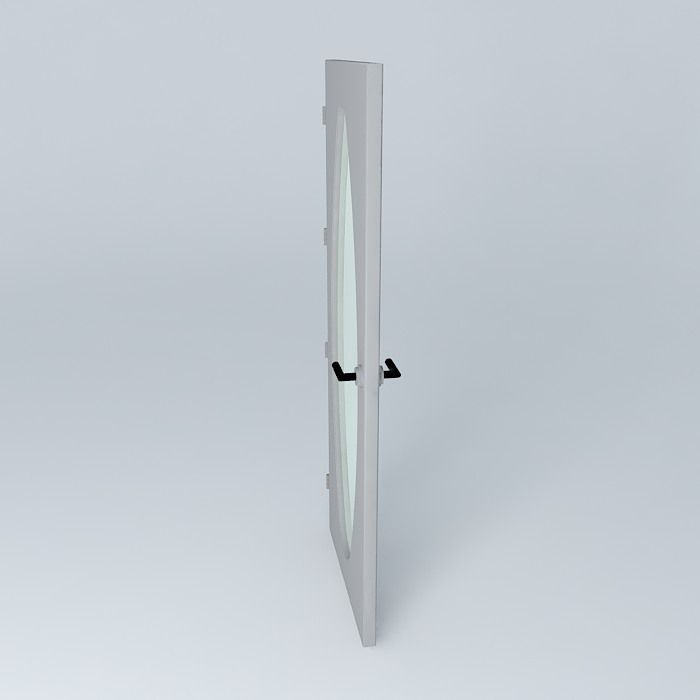 Letter O 3D door very detail with glass lock and hinger Free 3D model_2