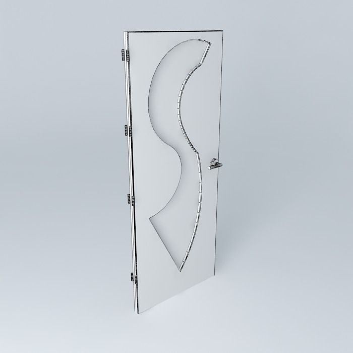 Letter S 3D door very detail with glass lock and hinger Free 3D model_3