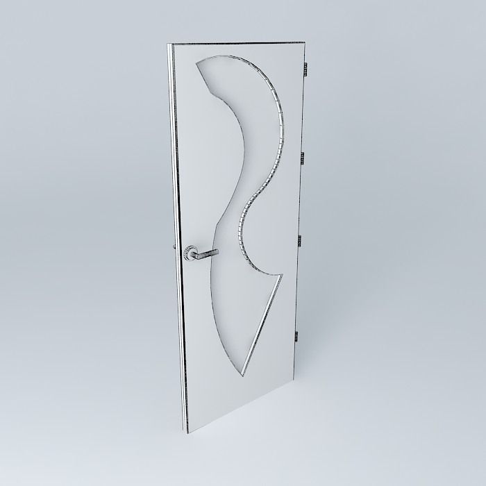 Letter S 3D door very detail with glass lock and hinger Free 3D model_4