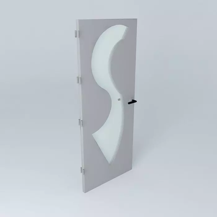 Letter S 3D door very detail with glass lock and hinger Free 3D model_0