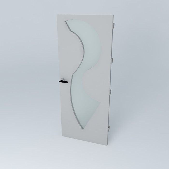 Letter S 3D door very detail with glass lock and hinger Free 3D model_1