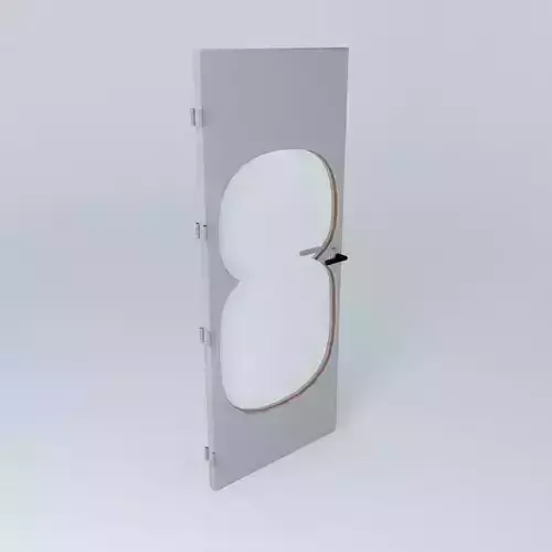 Wording "8", 3D door, very detail with glass,  lock and hinger.