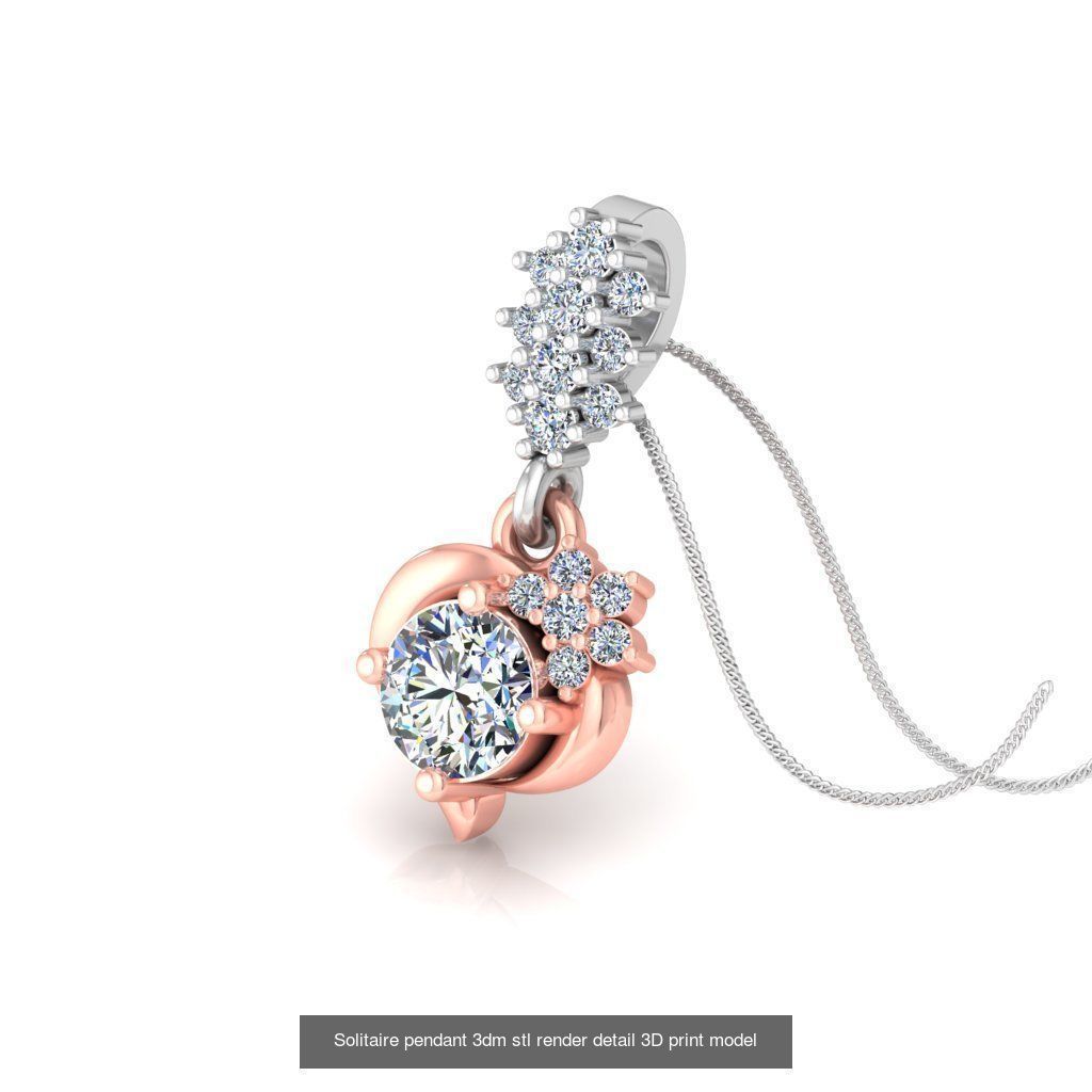 42 Solitaire Diamond Pendant 3dm stl render details bulk  3D Model Collection_24