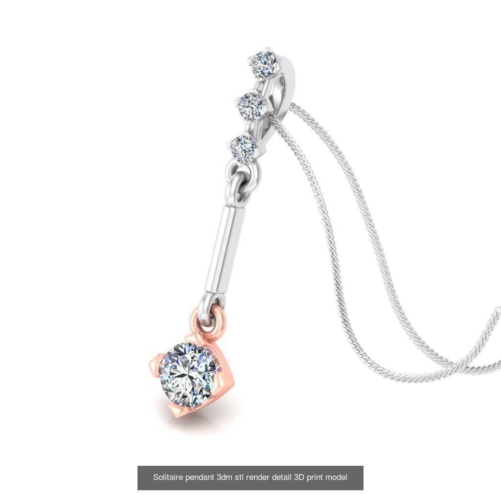 42 Solitaire Diamond Pendant 3dm stl render details bulk  3D Model Collection_29