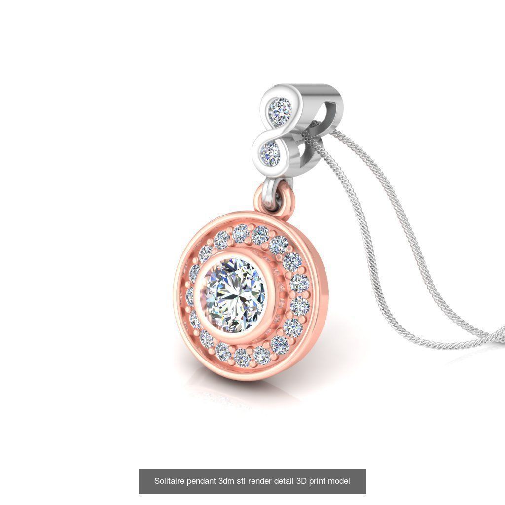 42 Solitaire Diamond Pendant 3dm stl render details bulk  3D Model Collection_17