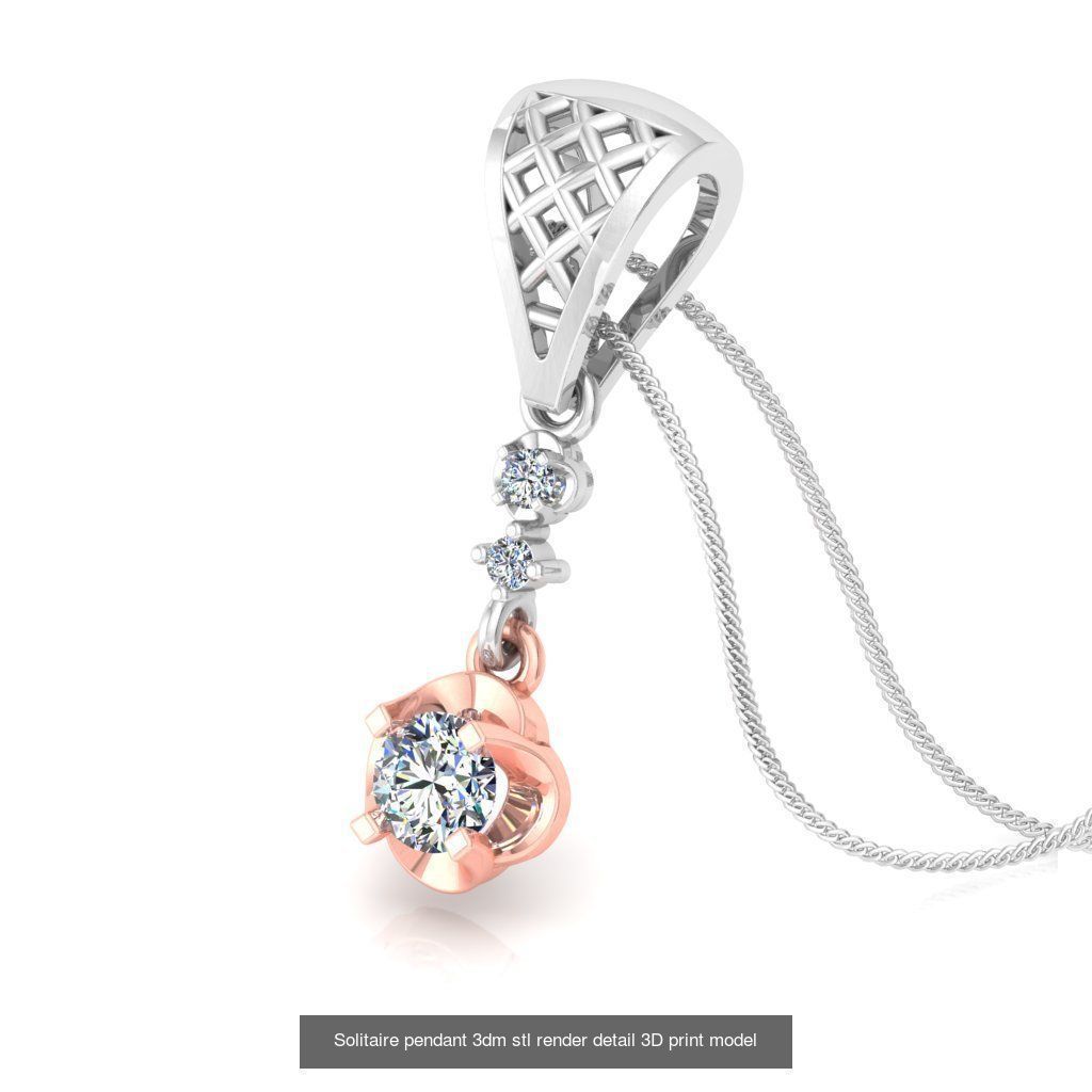 42 Solitaire Diamond Pendant 3dm stl render details bulk  3D Model Collection_34