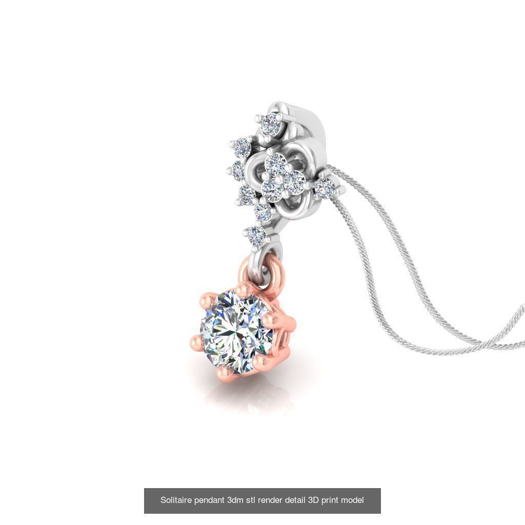 42 Solitaire Diamond Pendant 3dm stl render details bulk  3D Model Collection_45