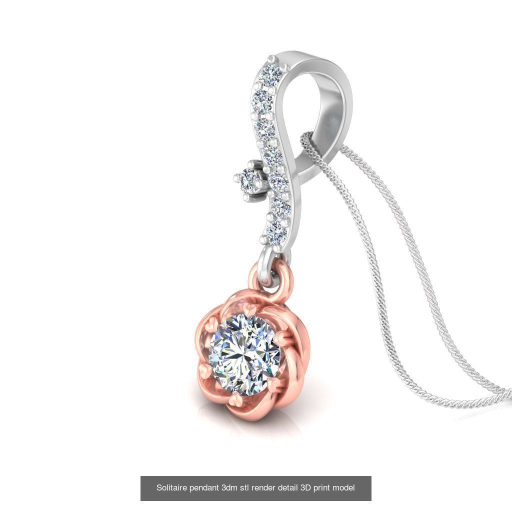 42 Solitaire Diamond Pendant 3dm stl render details bulk  3D Model Collection_12