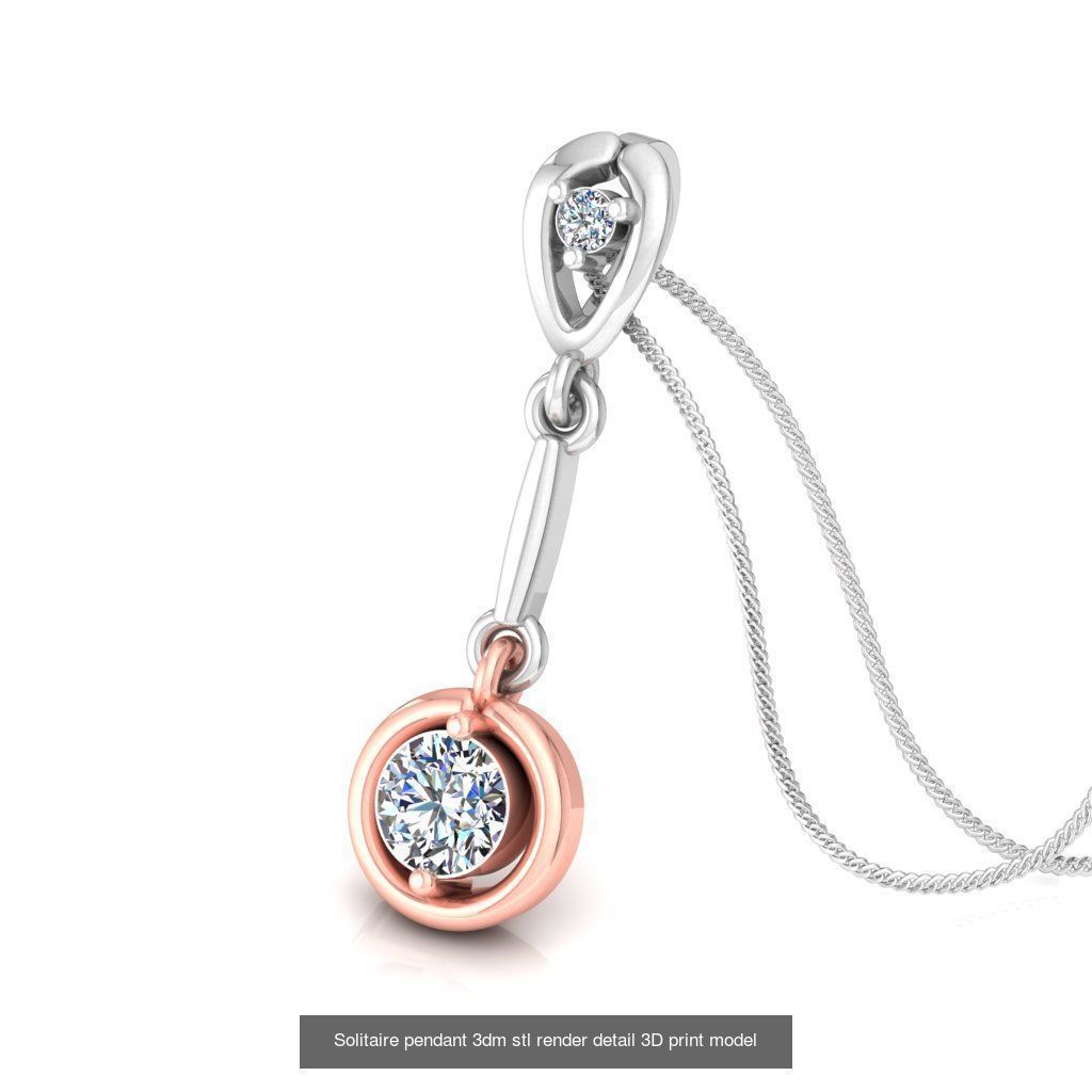 42 Solitaire Diamond Pendant 3dm stl render details bulk  3D Model Collection_38