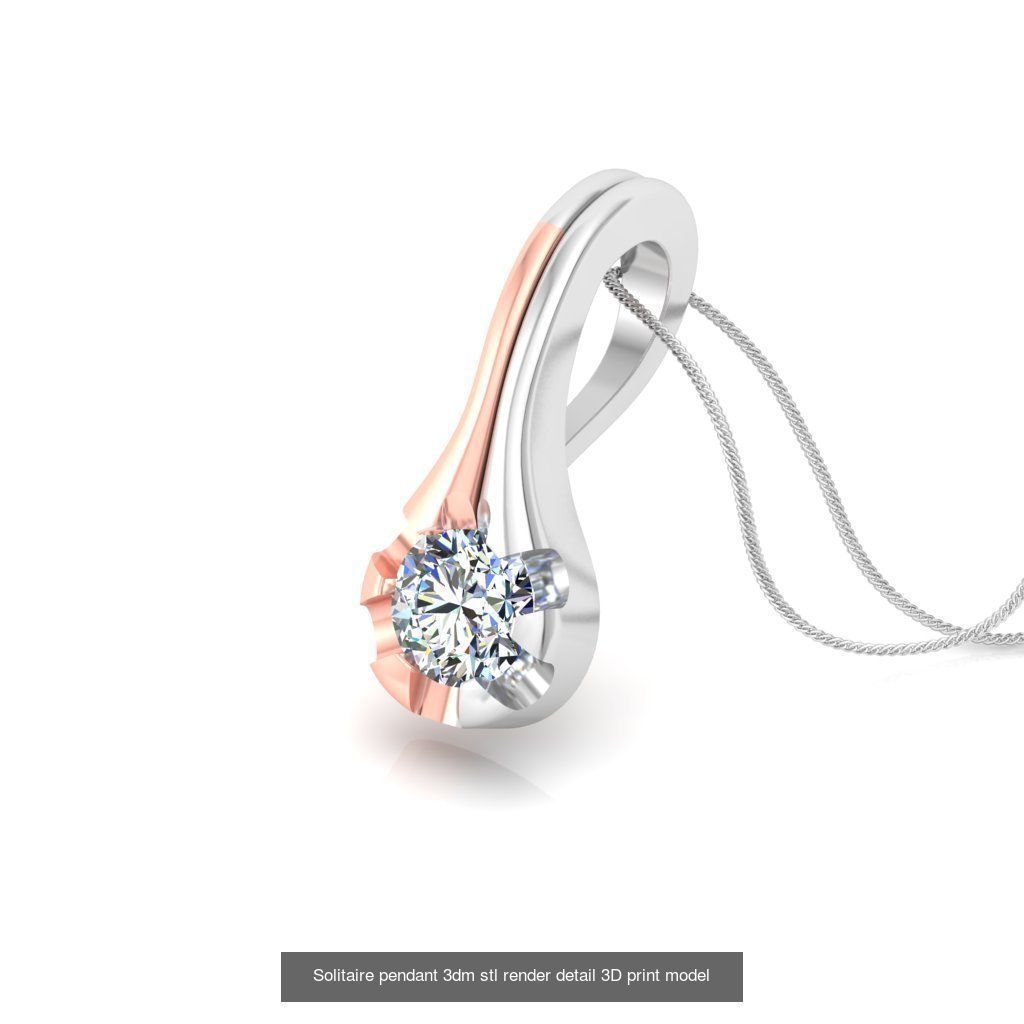 42 Solitaire Diamond Pendant 3dm stl render details bulk  3D Model Collection_47