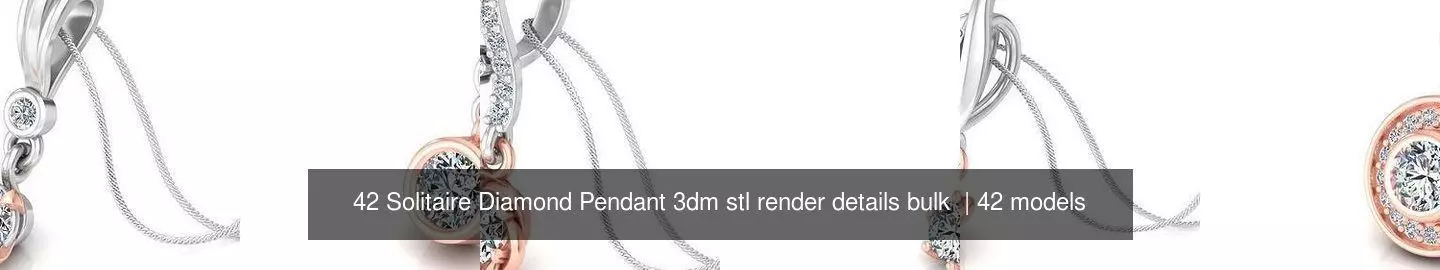 42 Solitaire Diamond Pendant 3dm stl render details bulk  3D Model Collection_1