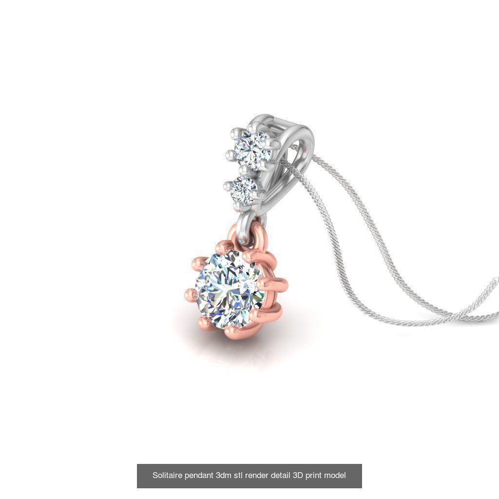 42 Solitaire Diamond Pendant 3dm stl render details bulk  3D Model Collection_18