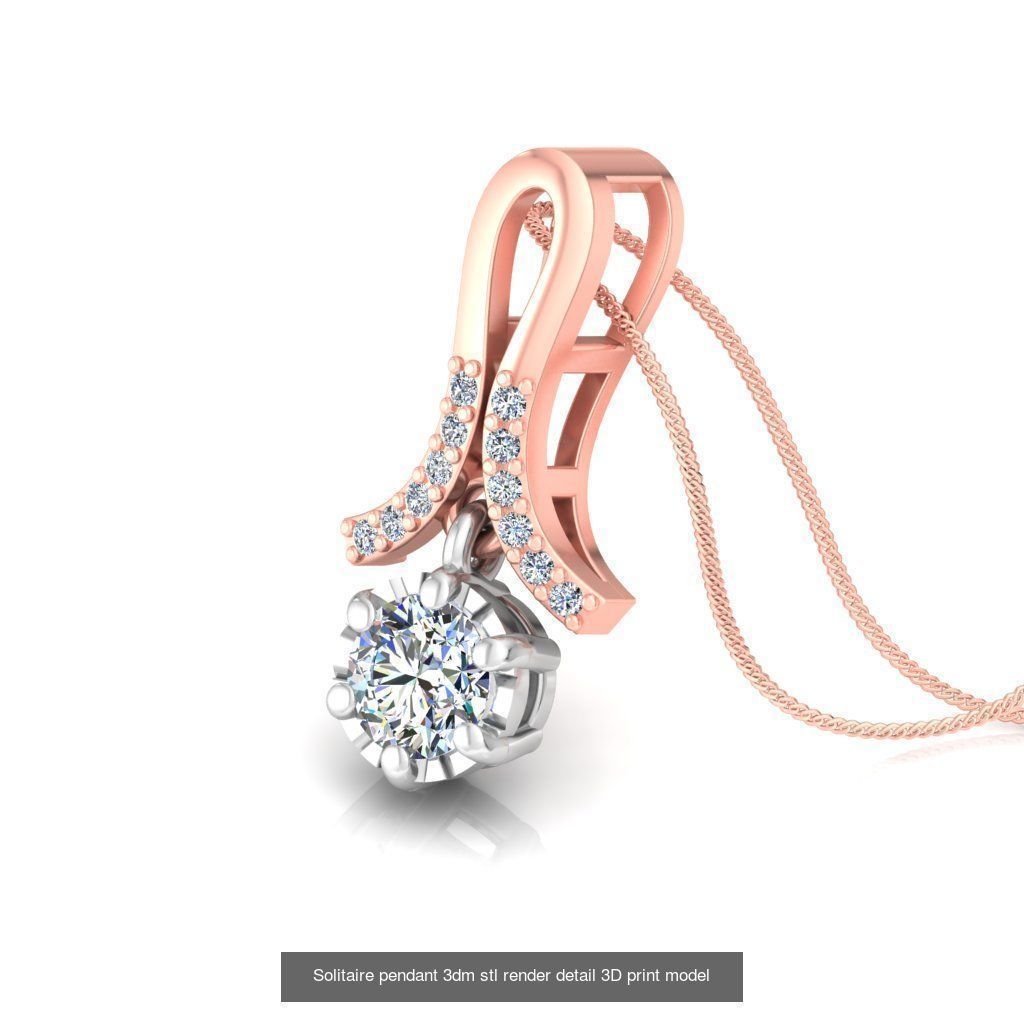 42 Solitaire Diamond Pendant 3dm stl render details bulk  3D Model Collection_19